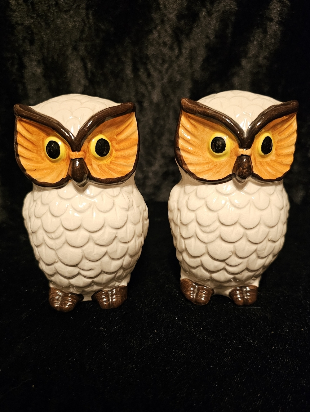 Lego White Owl Salt & Pepper Shakers with Yellow and Brown Accents